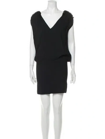 Pre-owned Amen V-neck Mini Dress In Black