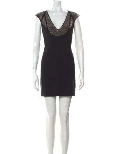 Pre-owned Amen V-neck Mini Dress In Black
