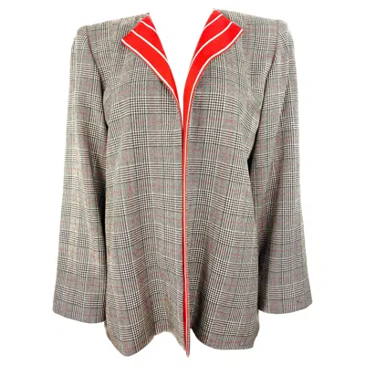 Pre-owned Amen Wardy Galanos  Grey And Red Check Plaid Jacket