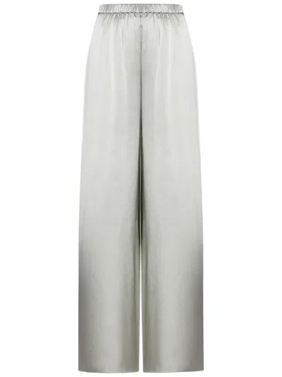 Amen Wide Leg Trousers In Silk Blend Satin In Gray