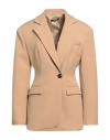 Amen Woman Blazer Camel Size 10 Polyester, Viscose, Elastane In Beige