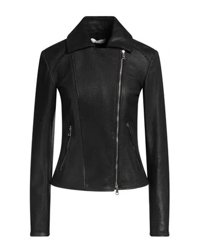 Amen Woman Jacket Black Size 6 Ovine Leather