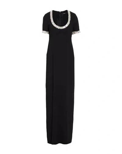 Amen Woman Maxi Dress Black Size 10 Polyester, Glass, Plastic