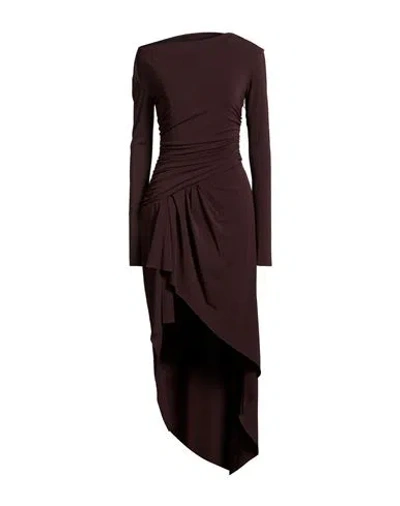 Amen Woman Maxi Dress Chocolate Brown Size 10 Acetate, Polyamide, Elastane