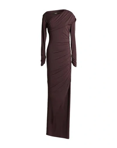 Amen Woman Maxi Dress Chocolate Brown Size 10 Acetate, Polyamide, Elastane