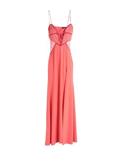 Amen Woman Maxi Dress Coral Size 8 Polyester, Elastane, Polyamide In Red