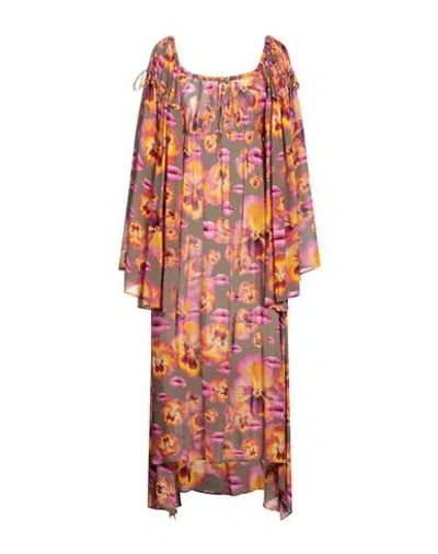 Amen Woman Long Dress Military Green Size 12 Viscose