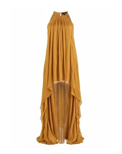 Amen Woman Maxi Dress Mustard Size 4 Silk In Orange