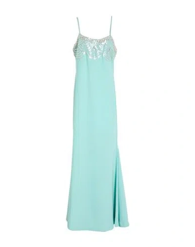 Amen Woman Maxi Dress Turquoise Size 8 Polyester, Glass, Pvc - Polyvinyl Chloride In Blue
