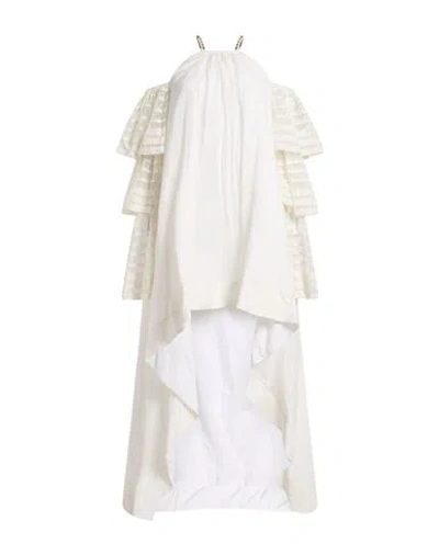 Amen Woman Maxi Dress White Size 8 Cotton, Silk