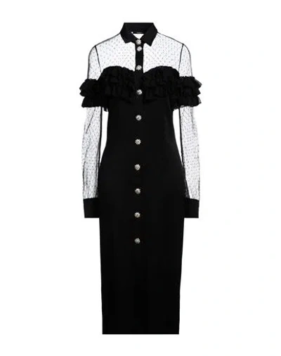 Amen Woman Midi Dress Black Size 6 Acetate, Viscose, Polyamide, Polyester