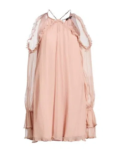 Amen Woman Mini Dress Blush Size 8 Silk In Pink