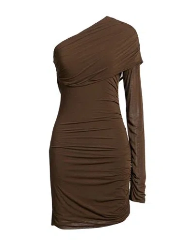 Amen Woman Mini Dress Chocolate Brown Size 4 Viscose, Polyamide, Cashmere, Elastane