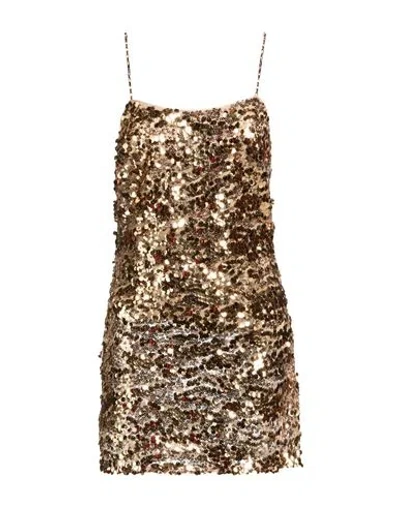 Amen Woman Mini Dress Gold Size 10 Polyester, Polyamide