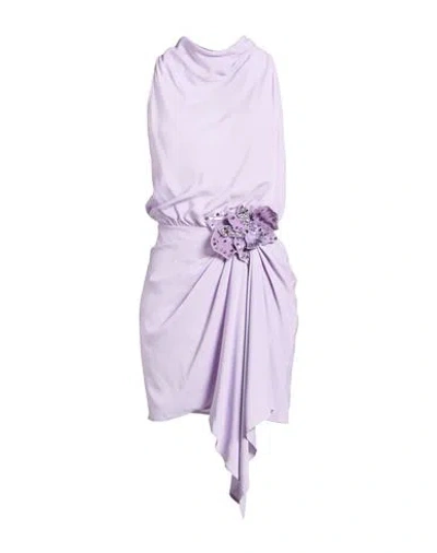 Amen Woman Mini Dress Lilac Size 8 Acrylic, Silk, Elastane In Purple