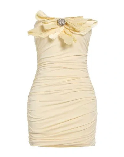 Amen Woman Mini Dress Pastel Yellow Size 8 Acetate, Polyamide, Elastane