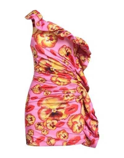 Amen Floral-print Ruffled Mini Dress In Pink