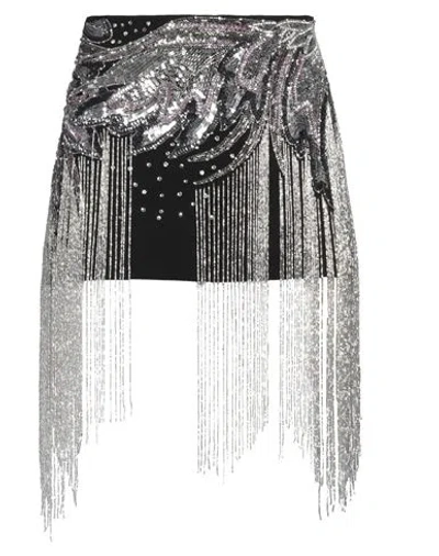 Amen Woman Mini Skirt Black Size 8 Polyester, Glass, Pvc - Polyvinyl Chloride In Multi