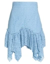 Amen Woman Mini Skirt Sky Blue Size 8 Cotton, Polyamide In Blue