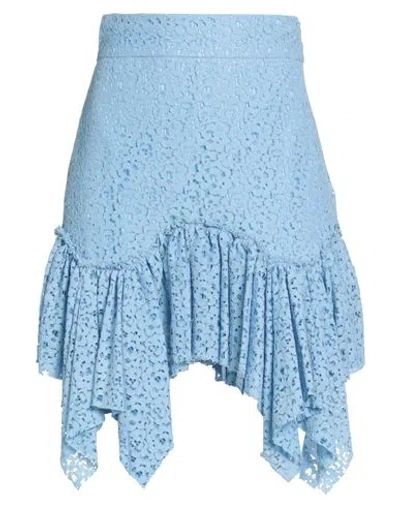 Amen Woman Mini Skirt Sky Blue Size 8 Cotton, Polyamide