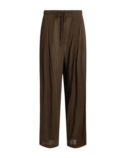 Amen Woman Pants Chocolate Brown Size 10 Viscose, Polyamide, Cashmere, Elastane