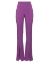Amen Woman Pants Purple Size 8 Polyester, Viscose, Elastane