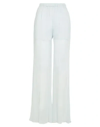 Amen Woman Pants Sky Blue Size 8 Silk In White