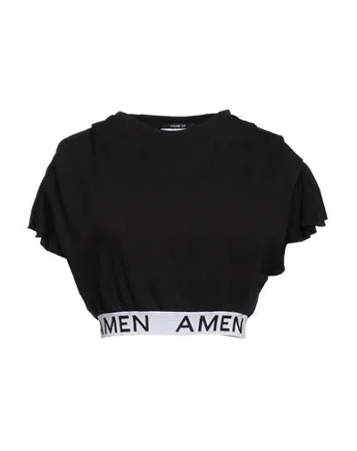 Amen Woman Top Black Size Xs Cotton