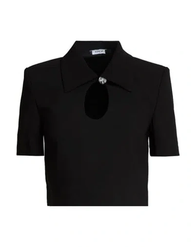Amen Woman Top Black Size 8 Polyester, Glass