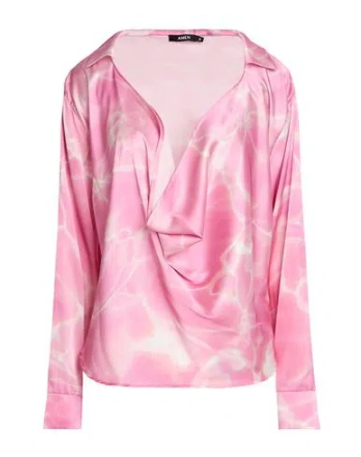 Amen Woman Top Pink Size 4 Polyester, Elastane