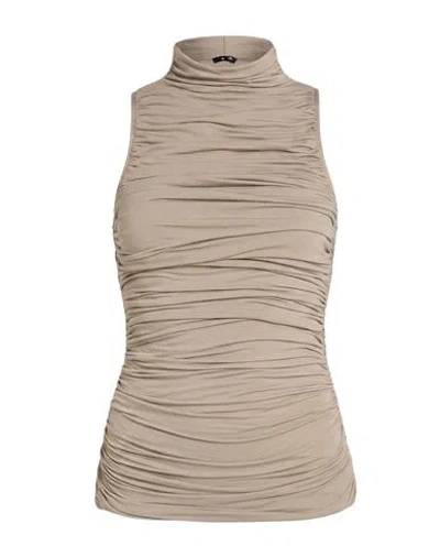 Amen Woman Top Taupe Size 8 Viscose, Polyamide, Cashmere, Elastane In Gray