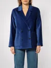 Amendi Ebba Velvet Blazer In Dark Blue