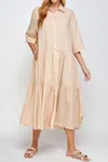 Amente Button Front Tiered Dress In Butter In Yellow