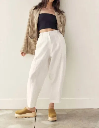 Amente Linen Seamed Pants In White