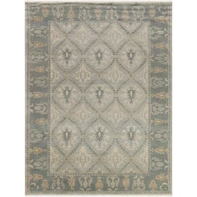 Amer Rugs Anatolia Oriental Hand-knotted Wool Gray Area Rug In Santas Gray,beige,dark Yellow