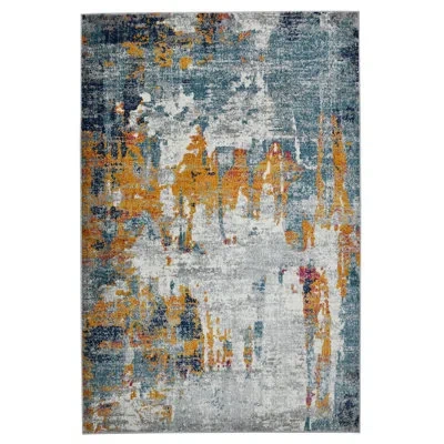 Amer Rugs Chelsea Abstract Transitional Durable Performance Orange/blue Area Rug
