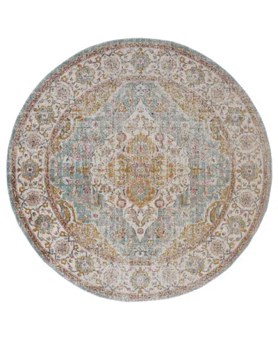 Amer Rugs Eternal Ete-3 Aqua/ivory 6'7" Round Rug In Aqua,ivory