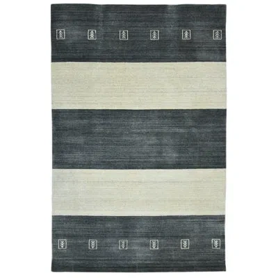 Amer Rugs Handwoven Transitional Colorblock Wool Blend Area Rug In Black;gray