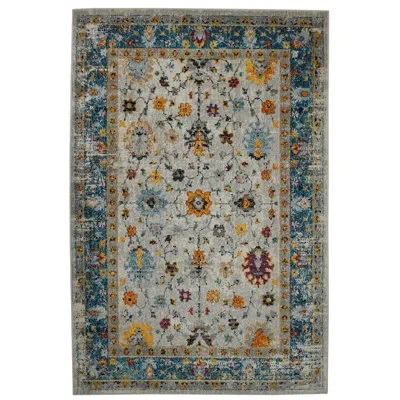 Amer Rugs Miranda Traditional Bordered Durable Performance Orange/blue Area Rug