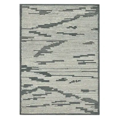 Amer Rugs Rectangle Abstract Hand Woven Hand Hooked Wool Area Rug In Dark Gray