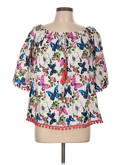 Pre-owned America & Beyond 3/4 Sleeve Blouse In White
