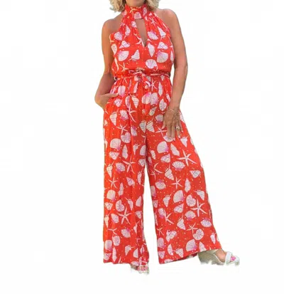 America & Beyond Coralina Jumpsuit In Bright Shell Print In Multi