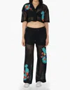 America & Beyond Crochet With Patches Pant In Black In Black