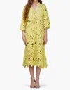 America & Beyond Fall For Neon Floral Lace Midi Cover Up Dress In Yellow In Yellow