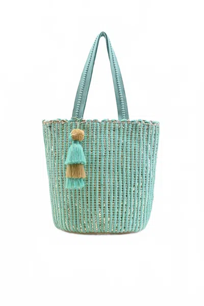 America & Beyond Natural Beauty Upcyled Hand Woven Tote In Mint