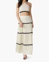 America & Beyond Ric-rac Halter Top & Tiered Skirt Set In Vanilla In White
