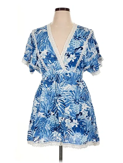 Pre-owned America & Beyond Short Sleeve Blouse In Blue