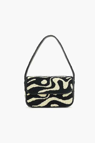 America & Beyond Soho Inked Tufted Shoulder Bag In Balck/off White In Black