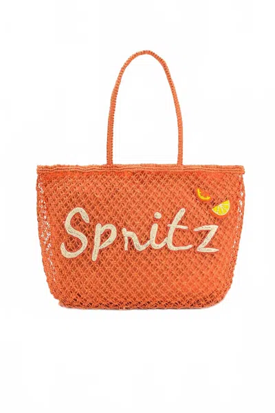 America & Beyond Spritz Mesh Beach Bag In Orange