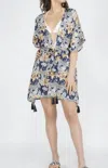 America & Beyond Wild Flowers Kimono In Navy Multi In Multi